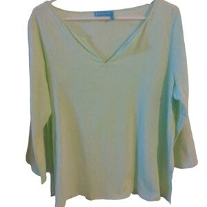 Fresh Produce Tunic Minimalist Mint Green BoHo Lightweight Beachy Split V-Neck S